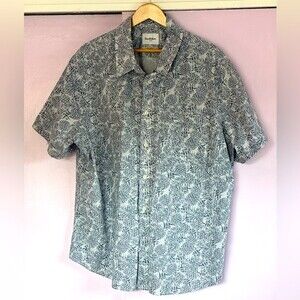 GoodFellow & Co Men’s Pineapples Button Down Shirt Sz 2 XL SLIM White/Bl…